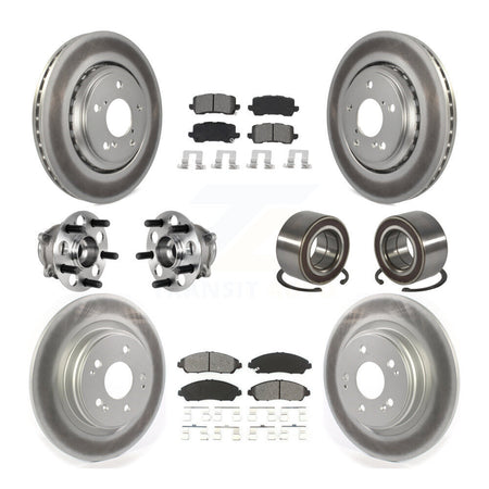 Front Rear Hub Bearing Assembly Coated Disc Brake Rotor And Pads Kit (10Pc) For Acura MDX KBB-128144