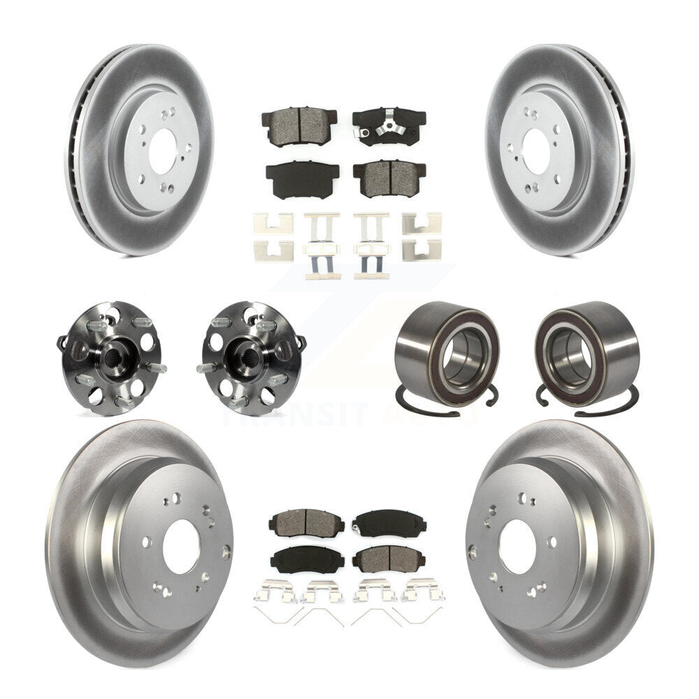 Front Rear Hub Bearing Coated Brake Rotor And Pad Kit (10Pc) For 2012-2016 Honda CR-V AWD KBB-128145