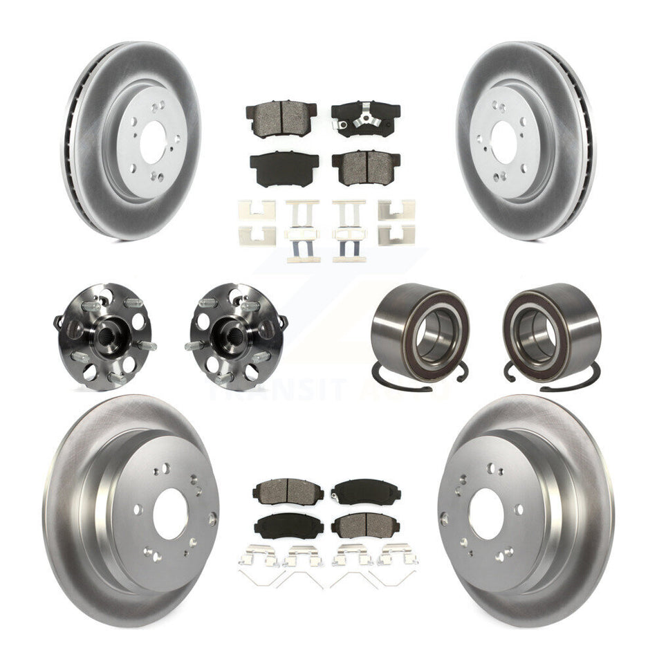 Front Rear Hub Bearing Coated Brake Rotor And Pad Kit (10Pc) For 2012-2016 Honda CR-V AWD KBB-128145