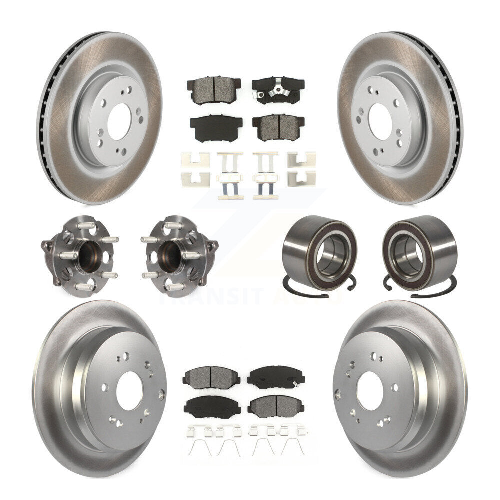 Front Rear Hub Bearing Coated Brake Rotor And Pad Kit (10Pc) For 2012-2016 Honda CR-V FWD KBB-128146