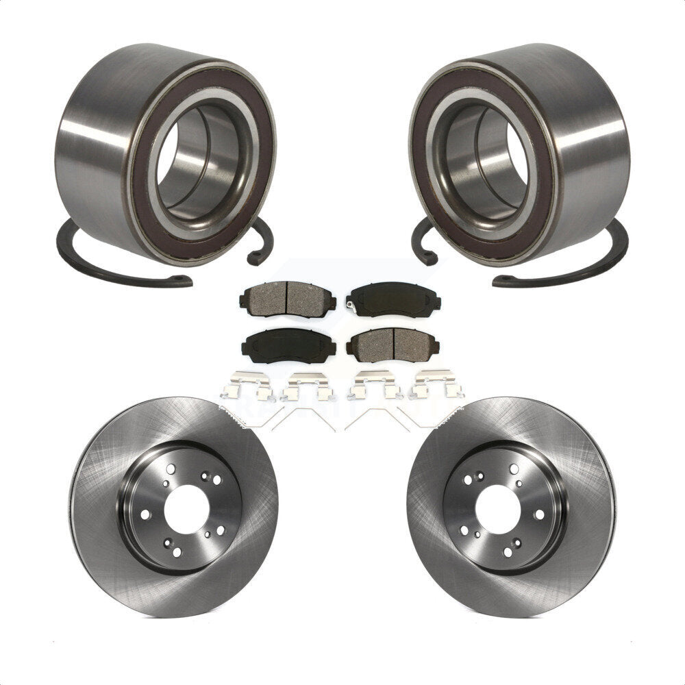 Front Wheel Bearing Disc Brake Rotors And Semi-Metallic Pads Kit For Honda CR-V KBB-128148