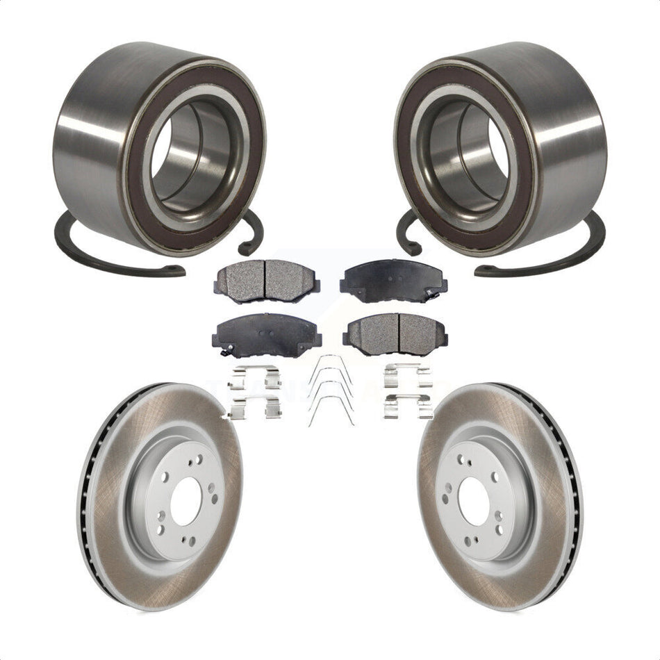 Front Wheel Bearing Coated Disc Brake Rotors And Pads Kit For 2012-2016 Honda CR-V FWD KBB-128173