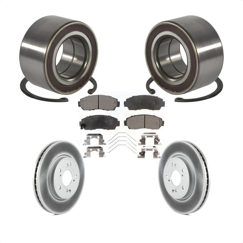 Front Wheel Bearing Coated Disc Brake Rotors And Pads Kit For 2012-2016 Honda CR-V AWD KBB-128174