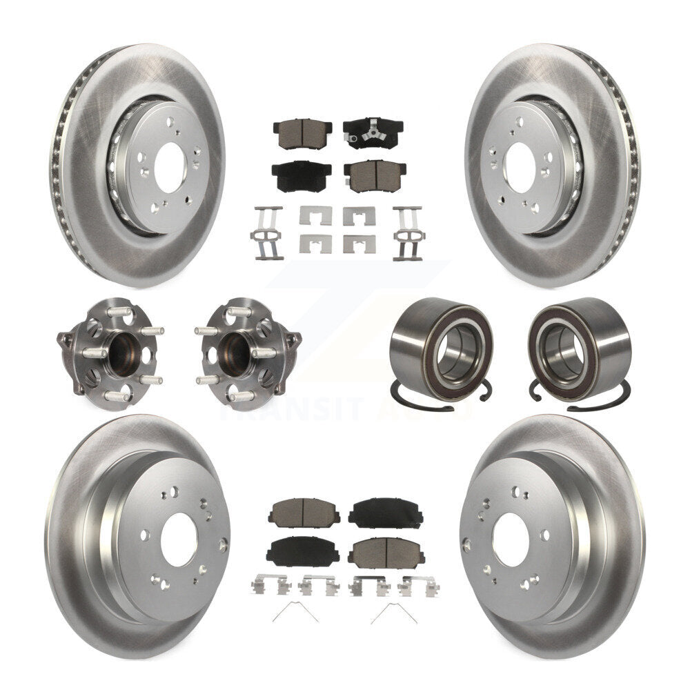 Front Rear Hub Bearing Coated Disc Brake Rotor Pad Kit (10Pc) For 2013-2018 Acura RDX FWD KBB-128178
