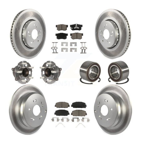 Front Rear Hub Bearing Coated Disc Brake Rotor Pad Kit (10Pc) For 2013-2018 Acura RDX FWD KBB-128178