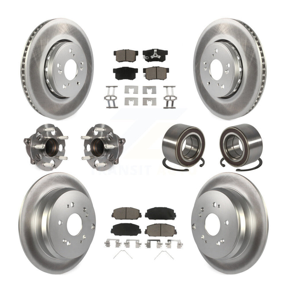 Front Rear Hub Bearing Coated Disc Brake Rotor Pad Kit (10Pc) For 2013-2018 Acura RDX FWD KBB-128178
