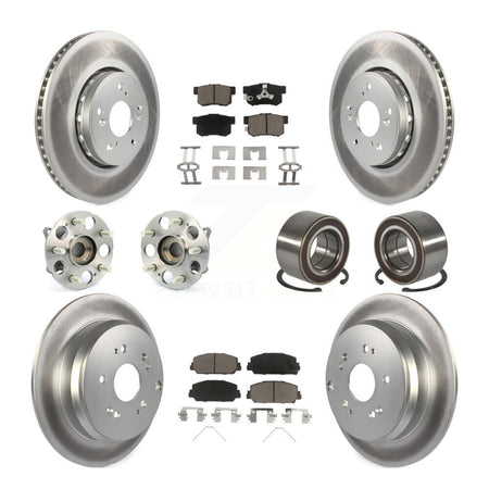 Front Rear Hub Bearing Coated Disc Brake Rotor Pad Kit (10Pc) For 2017-2018 Acura RDX AWD KBB-128179