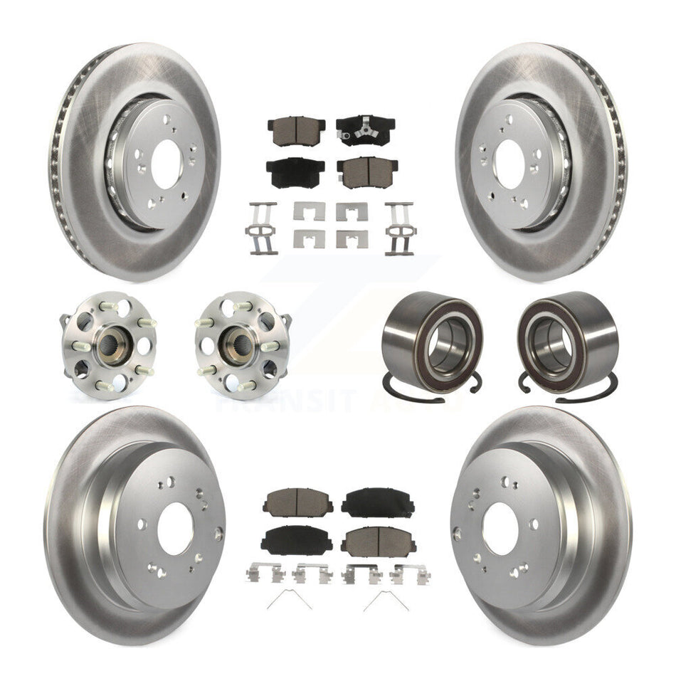 Front Rear Hub Bearing Coated Disc Brake Rotor Pad Kit (10Pc) For 2017-2018 Acura RDX AWD KBB-128179