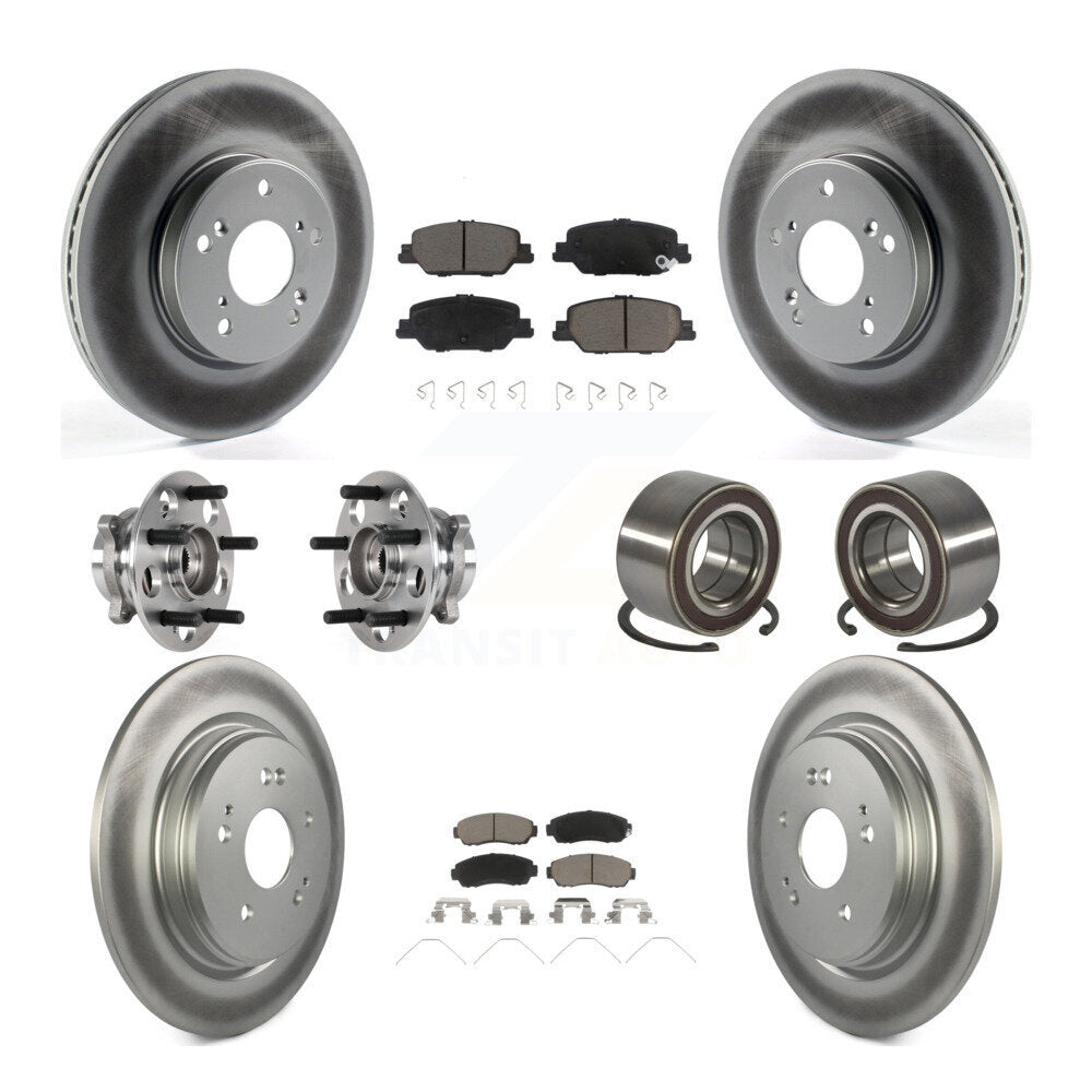 Front Rear Hub Bearing Coated Disc Brake Rotor And Ceramic Pads Kit (10Pc) For Honda CR-V KBB-128182