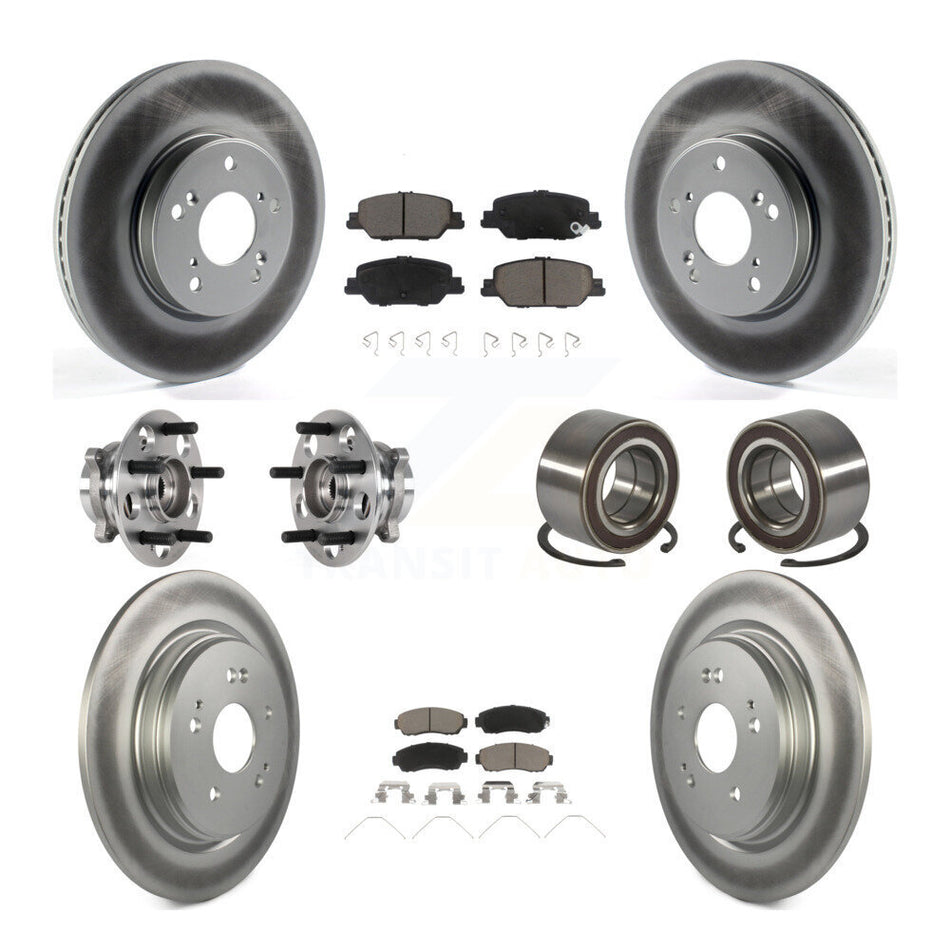 Front Rear Hub Bearing Coated Disc Brake Rotor And Ceramic Pads Kit (10Pc) For Honda CR-V KBB-128182