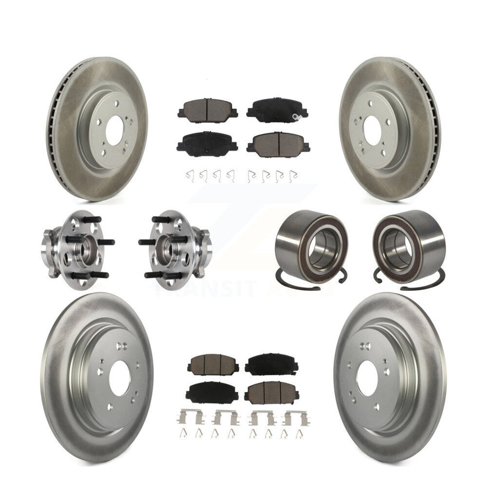 Front Rear Hub Bearing Coated Disc Brake Rotor And Ceramic Pads Kit (10Pc) For Honda CR-V KBB-128183