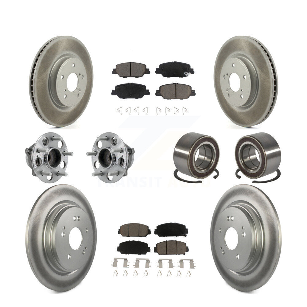 Front Rear Hub Bearing Coated Disc Brake Rotor And Ceramic Pads Kit (10Pc) For Honda CR-V KBB-128184