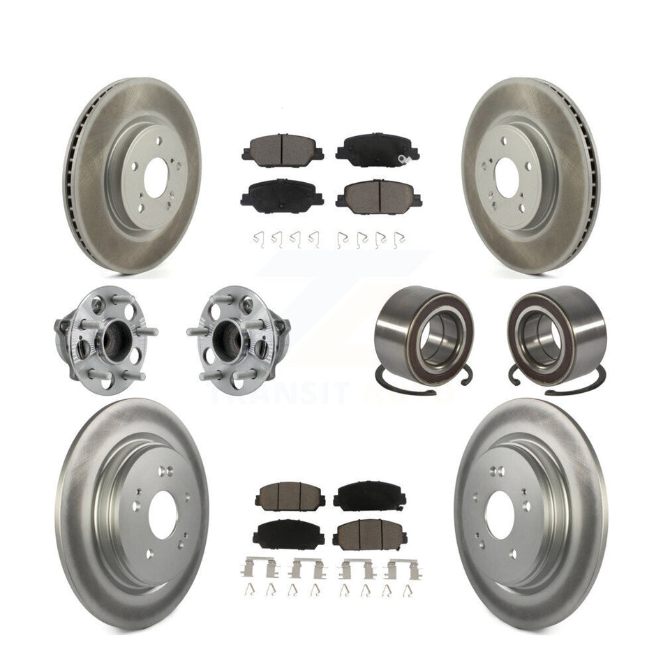 Front Rear Hub Bearing Coated Disc Brake Rotor And Ceramic Pads Kit (10Pc) For Honda CR-V KBB-128184