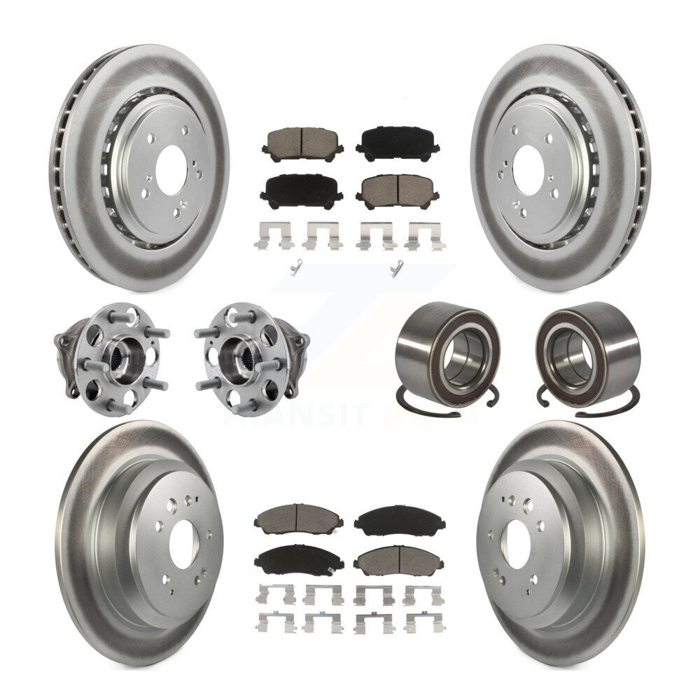 Front Rear Hub Bearing Coated Disc Brake Rotor Pad Kit (10Pc) For 2014-2016 Acura MDX AWD KBB-128185