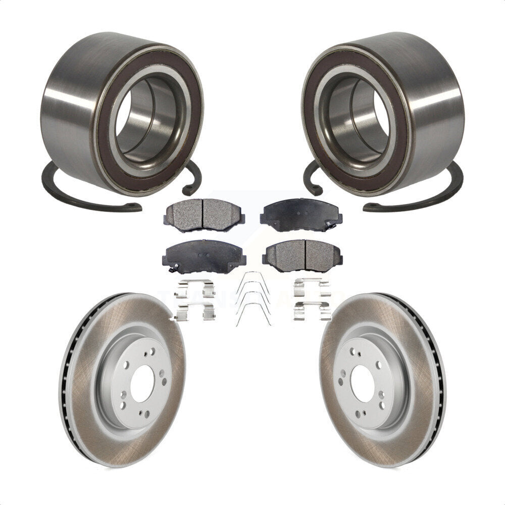 Front Wheel Bearing Coated Disc Brake Rotors And Pads Kit For 2012-2016 Honda CR-V FWD KBB-128196