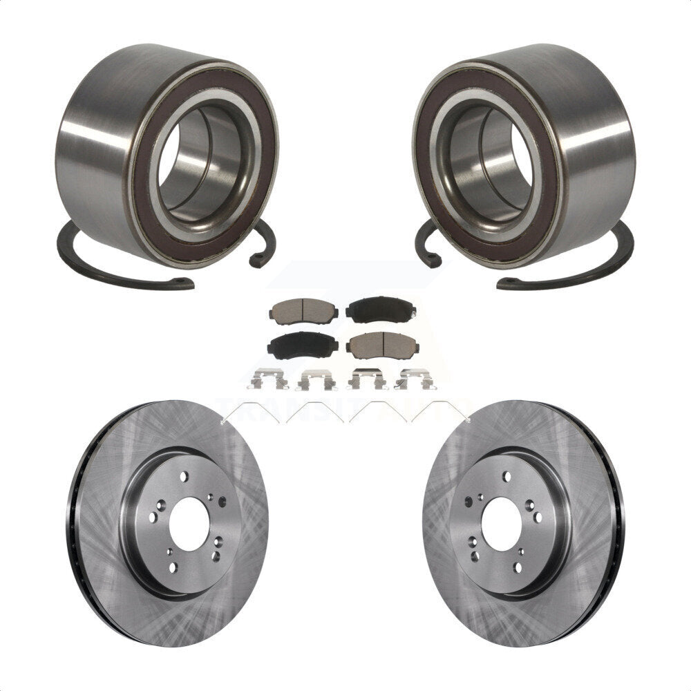 Front Wheel Bearing Disc Brake Rotors And Ceramic Pads Kit For 2012-2016 Honda CR-V AWD KBB-128206