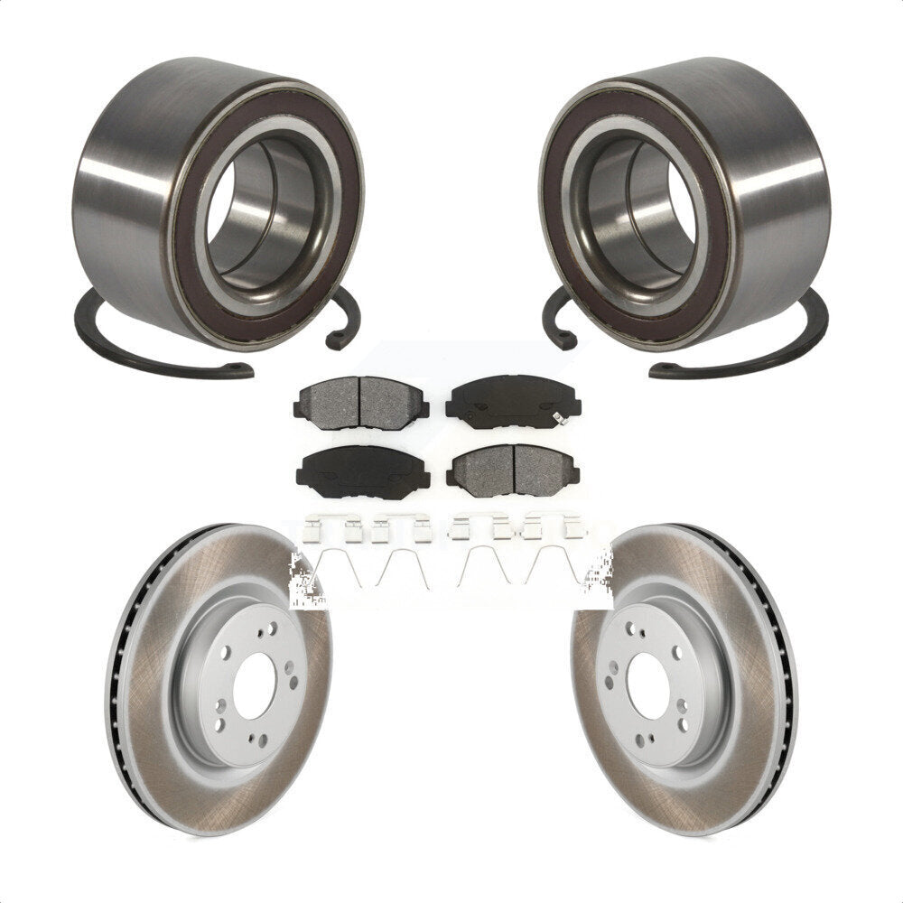 Front Wheel Bearing Coated Disc Brake Rotors And Pads Kit For 2012-2016 Honda CR-V FWD KBB-128220