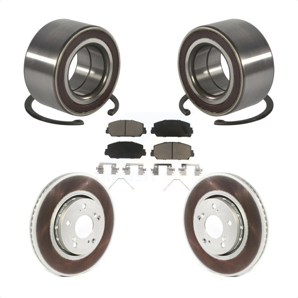 Front Wheel Bearing Coated Disc Brake Rotors And Ceramic Pads Kit For Acura RLX KBB-128223