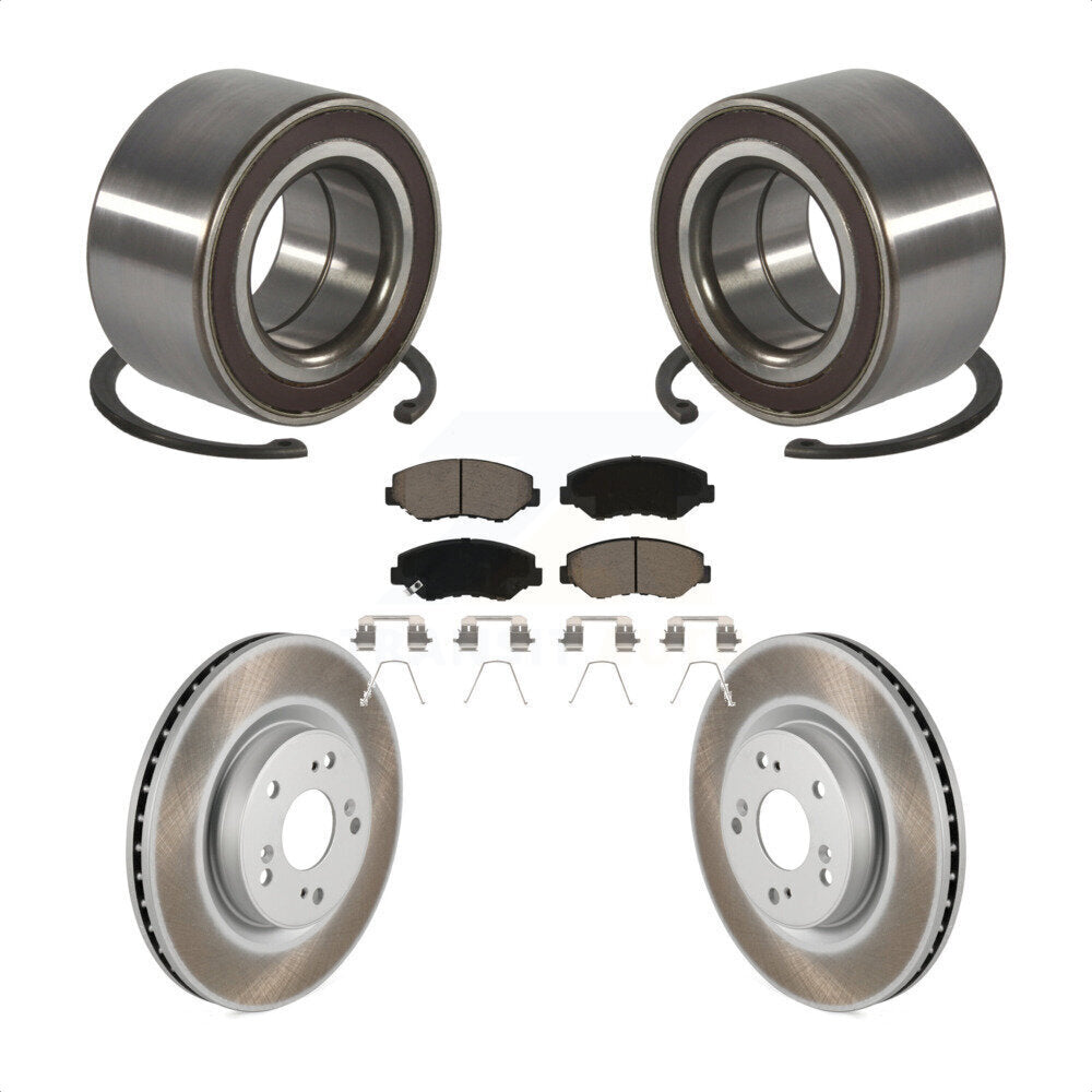 Front Wheel Bearing Coated Disc Brake Rotors And Pads Kit For 2012-2016 Honda CR-V FWD KBB-128225