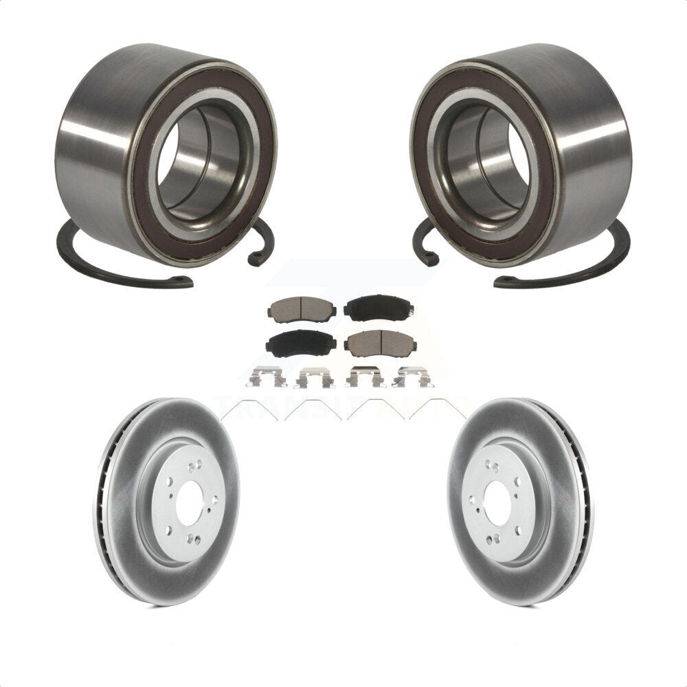 Front Wheel Bearing Coated Disc Brake Rotors And Pads Kit For 2012-2016 Honda CR-V AWD KBB-128226