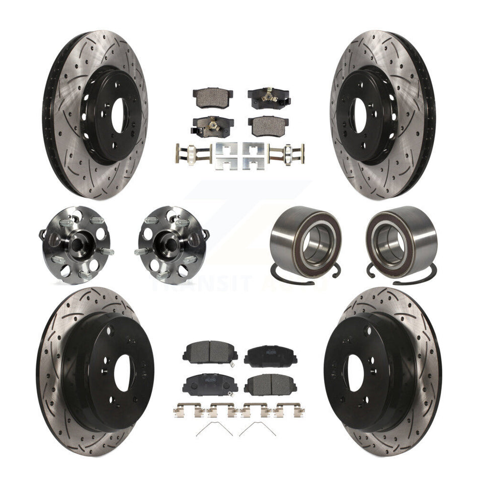 Front Rear Hub Bearing Coated Disc Brake Rotor Pad Kit (10Pc) For 2013-2016 Acura RDX AWD KBB-128235