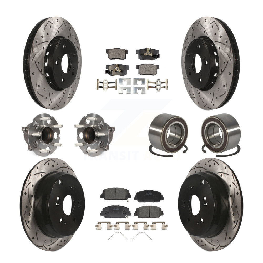 Front Rear Hub Bearing Coated Disc Brake Rotor Pad Kit (10Pc) For 2013-2018 Acura RDX FWD KBB-128236