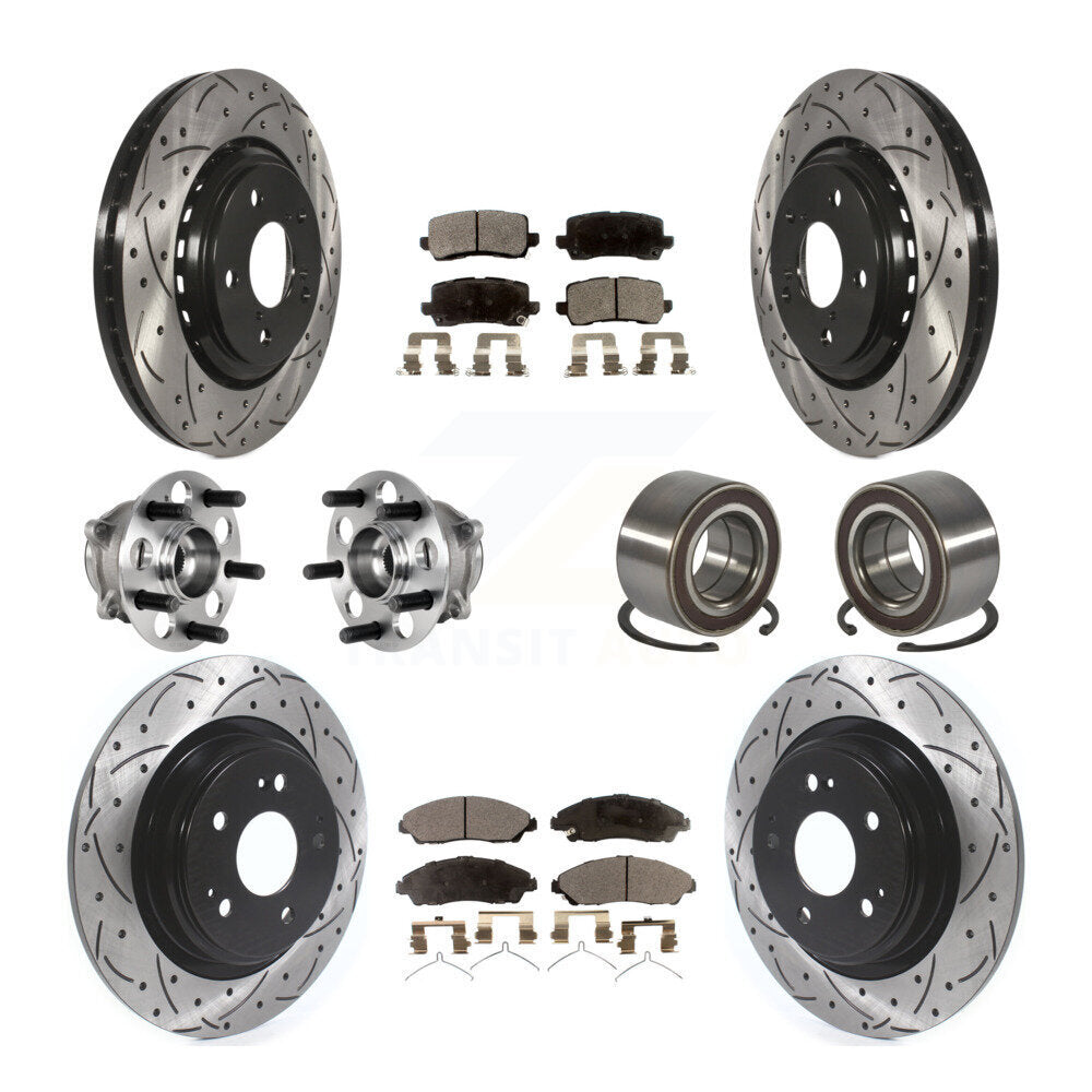 Front Rear Hub Bearing Coated Disc Brake Rotors And Ceramic Pads Kit (10Pc) For Acura MDX KBB-128239