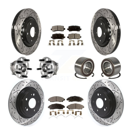 Front Rear Hub Bearing Coated Disc Brake Rotors And Ceramic Pads Kit (10Pc) For Acura MDX KBB-128239