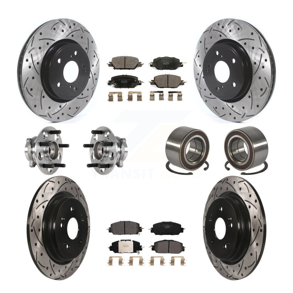 Front Rear Hub Bearing Coated Disc Brake Rotor And Ceramic Pads Kit (10Pc) For Honda CR-V KBB-128240