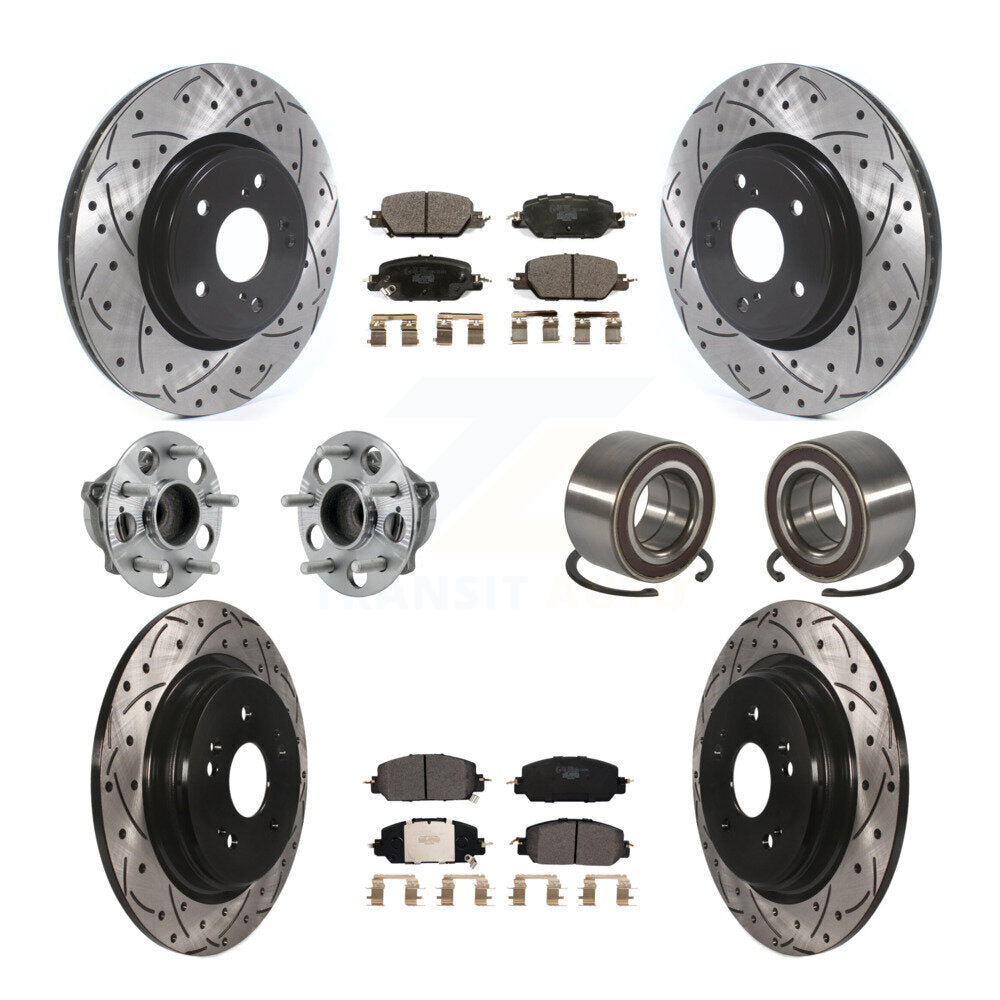 Front Rear Hub Bearing Coated Disc Brake Rotor And Ceramic Pads Kit (10Pc) For Honda CR-V KBB-128241