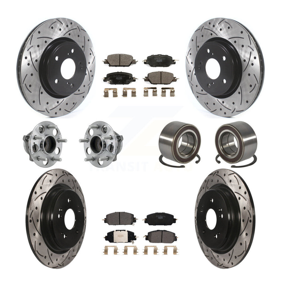 Front Rear Hub Bearing Coated Disc Brake Rotor And Ceramic Pads Kit (10Pc) For Honda CR-V KBB-128241