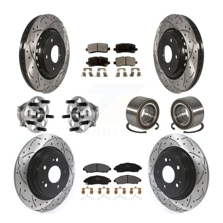 Front Rear Hub Bearing Assembly Coated Disc Brake Rotor And Pads Kit (10Pc) For Acura MDX KBB-128243