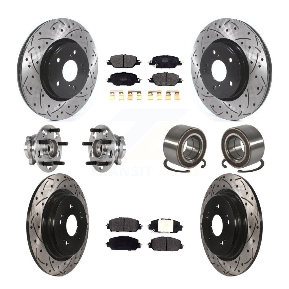 Front Rear Hub Bearing Assembly Coated Disc Brake Rotor And Pad Kit (10Pc) For Honda CR-V KBB-128245
