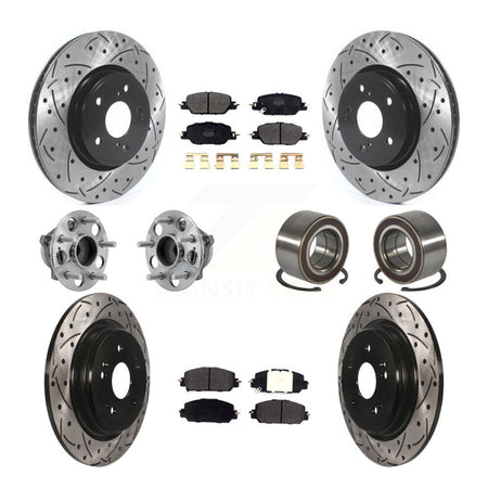 Front Rear Hub Bearing Assembly Coated Disc Brake Rotor And Pad Kit (10Pc) For Honda CR-V KBB-128246