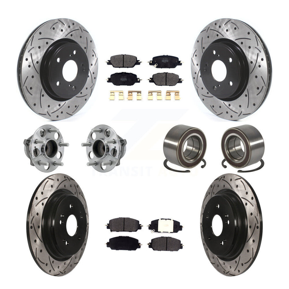 Front Rear Hub Bearing Assembly Coated Disc Brake Rotor And Pad Kit (10Pc) For Honda CR-V KBB-128246