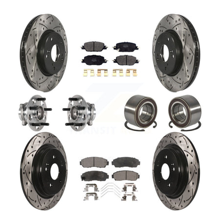 Front Rear Hub Bearing Assembly Coated Disc Brake Rotor And Pad Kit (10Pc) For Honda CR-V KBB-128247