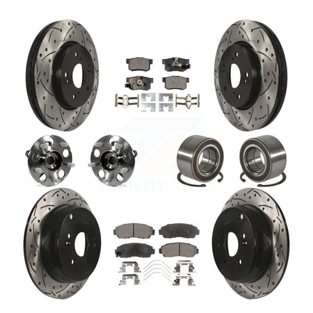 Front Rear Hub Bearing Coated Brake Rotor And Pad Kit (10Pc) For 2012-2016 Honda CR-V AWD KBB-128248