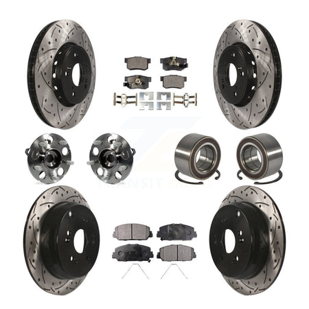 Front Rear Hub Bearing Coated Disc Brake Rotor Pad Kit (10Pc) For 2013-2016 Acura RDX AWD KBB-128249