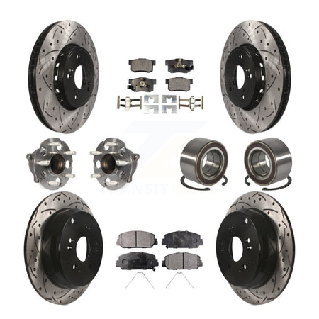 Front Rear Hub Bearing Coated Disc Brake Rotor Pad Kit (10Pc) For 2013-2018 Acura RDX FWD KBB-128250