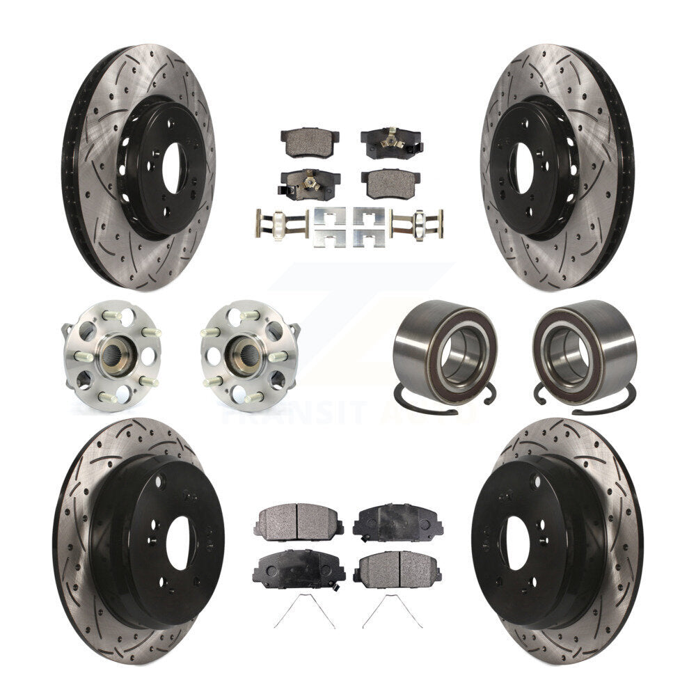 Front Rear Hub Bearing Coated Disc Brake Rotor Pad Kit (10Pc) For 2017-2018 Acura RDX AWD KBB-128251