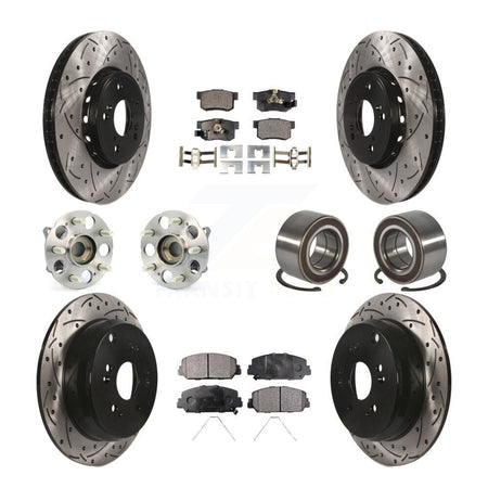 Front Rear Hub Bearing Coated Disc Brake Rotor Pad Kit (10Pc) For 2017-2018 Acura RDX AWD KBB-128251