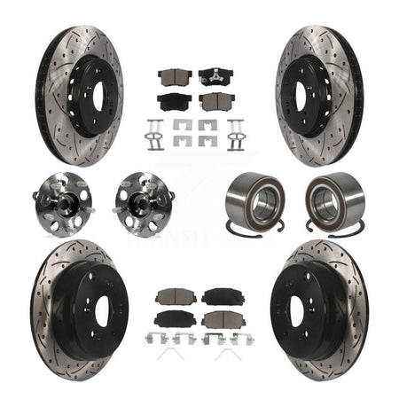 Front Rear Hub Bearing Coated Disc Brake Rotor Pad Kit (10Pc) For 2013-2016 Acura RDX AWD KBB-128252