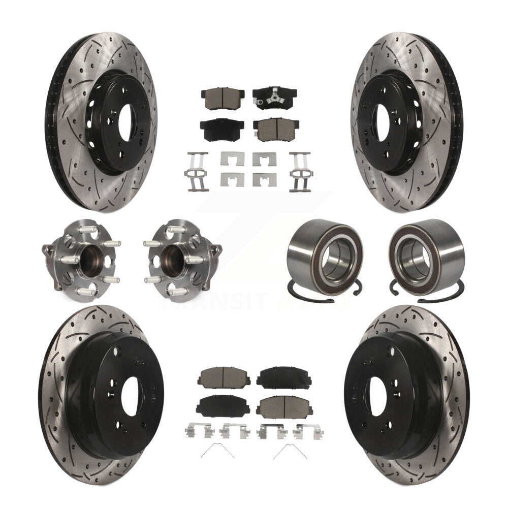 Front Rear Hub Bearing Coated Disc Brake Rotor Pad Kit (10Pc) For 2013-2018 Acura RDX FWD KBB-128253