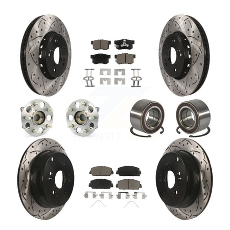 Front Rear Hub Bearing Coated Disc Brake Rotor Pad Kit (10Pc) For 2017-2018 Acura RDX AWD KBB-128254