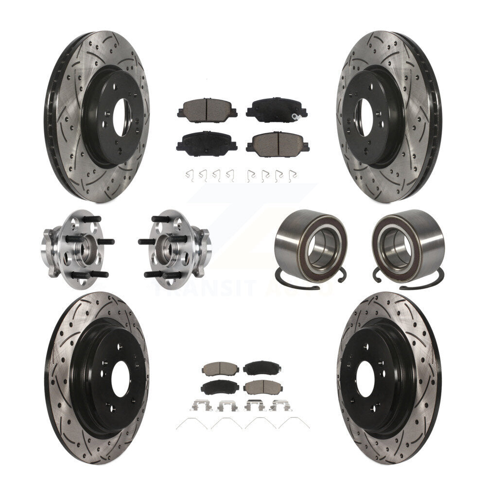 Front Rear Hub Bearing Coated Disc Brake Rotor And Ceramic Pads Kit (10Pc) For Honda CR-V KBB-128256