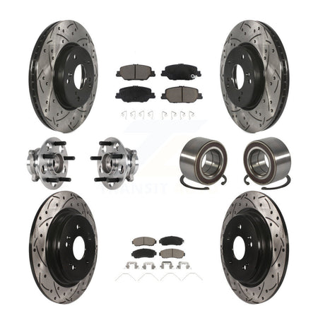 Front Rear Hub Bearing Coated Disc Brake Rotor And Ceramic Pads Kit (10Pc) For Honda CR-V KBB-128256