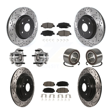 Front Rear Hub Bearing Coated Disc Brake Rotor And Ceramic Pads Kit (10Pc) For Honda CR-V KBB-128257