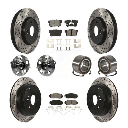 Front Rear Hub Bearing Coated Brake Rotor And Pad Kit (10Pc) For 2012-2016 Honda CR-V AWD KBB-128264