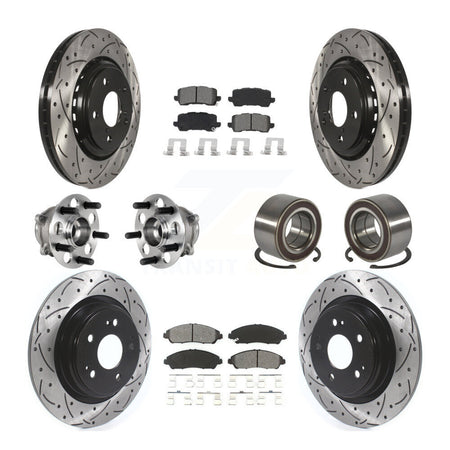 Front Rear Hub Bearing Assembly Coated Disc Brake Rotor And Pads Kit (10Pc) For Acura MDX KBB-128269