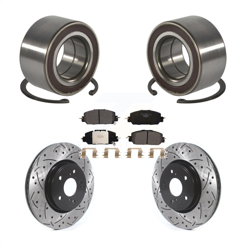 Front Wheel Bearing Coated Drilled Slotted Disc Brake Rotors And Pads Kit For Honda CR-V KBB-128270